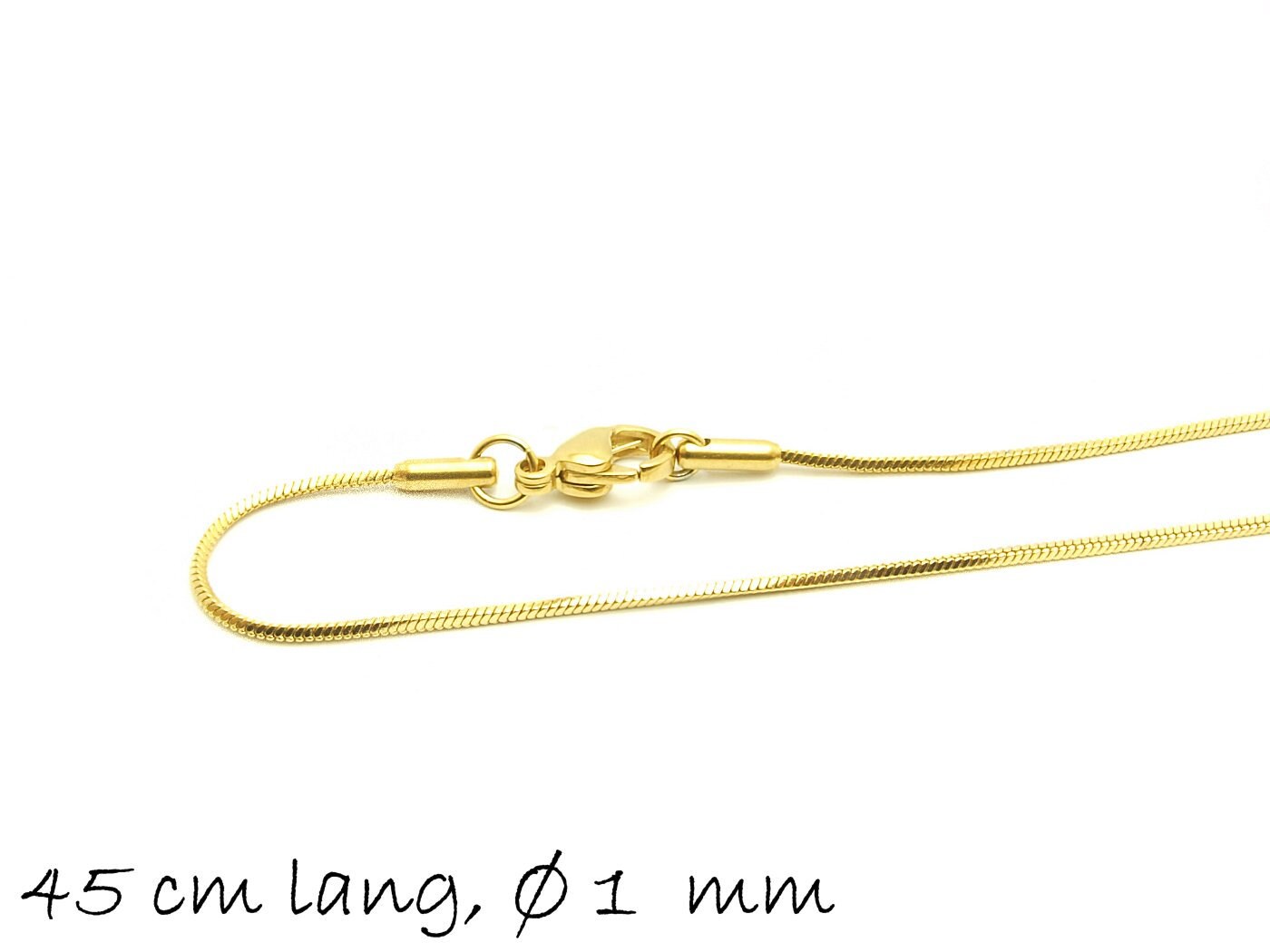 Fertige Schlangenkette Edelstahl, gold, 45 cm lang, Ø 1 mm
