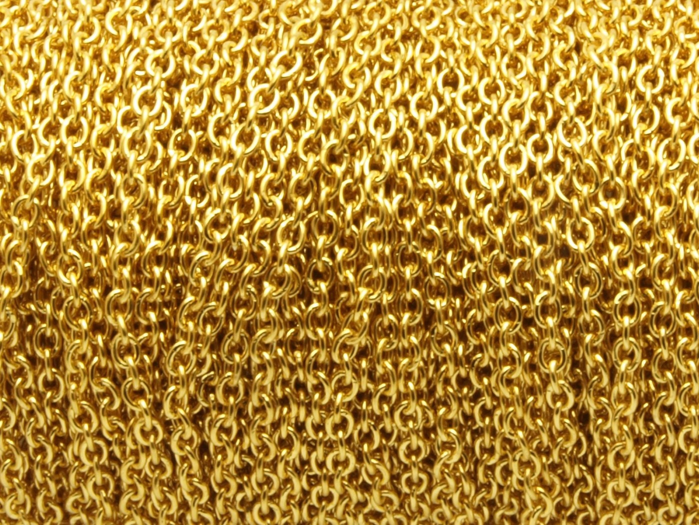 1,50EUR/m - 5 m Gliederkette, Edelstahl, gold, fein, 2 x 1,5 mm