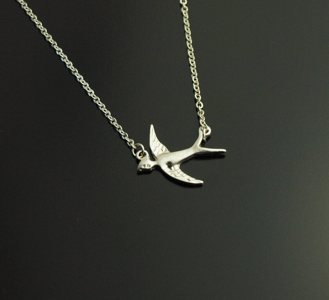 Kette Schwalbe Vogel Anhänger silbern