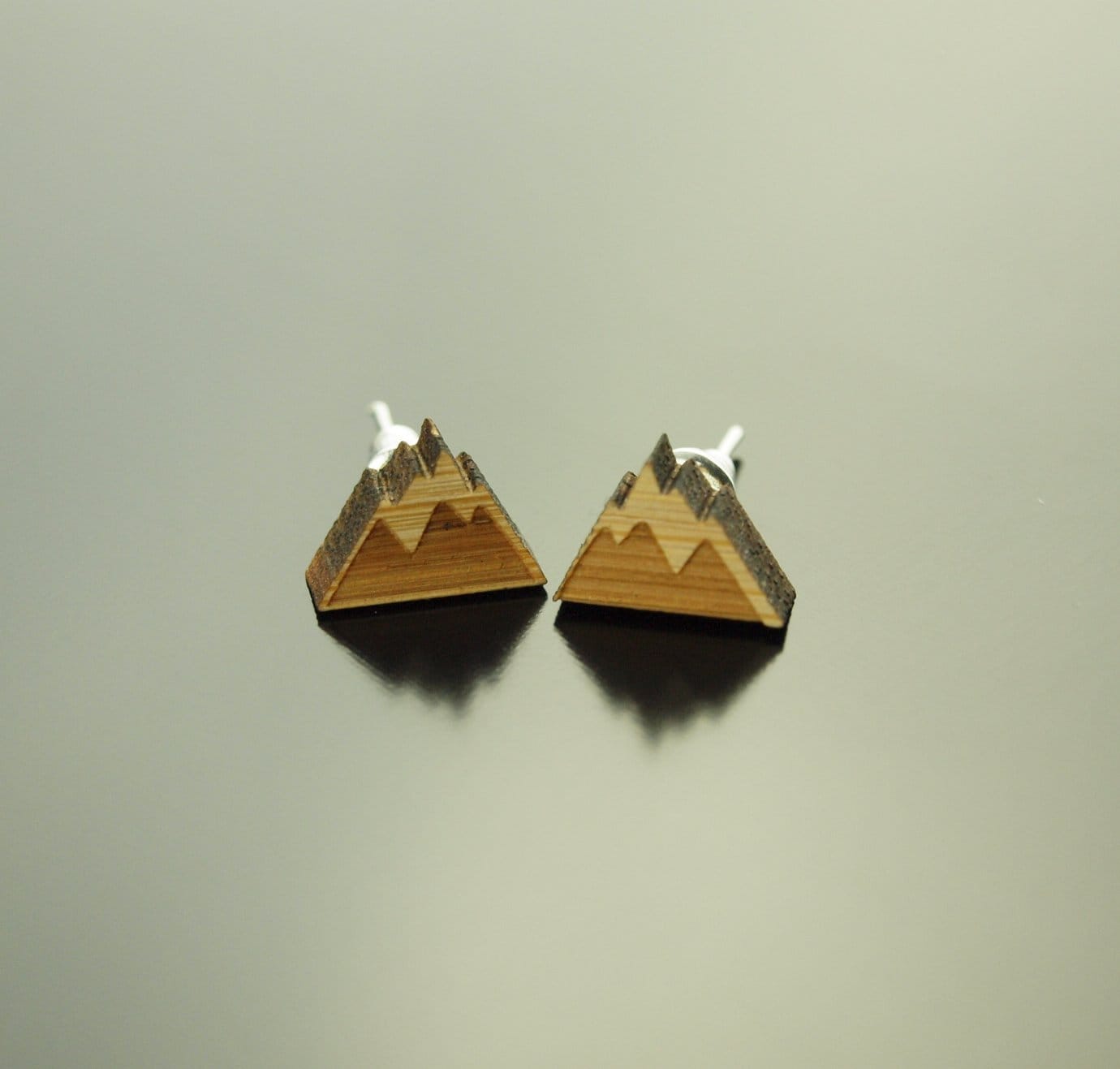 Ohrstecker Berge Landschaft Schnee Holz Ohrringe Stecker