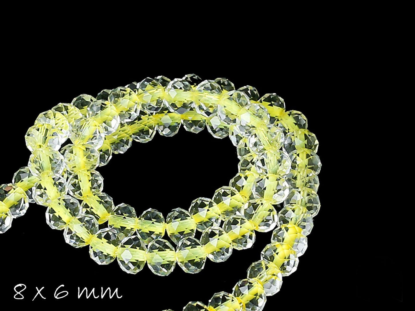 10 Stück Glassschliffperlen, facettiert, gelb, 8 x 6 mm