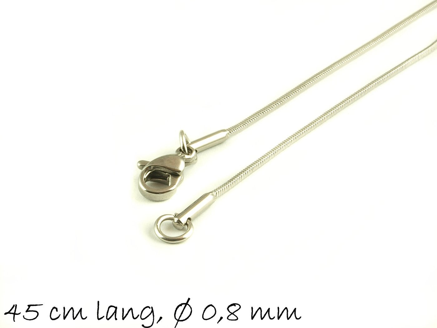 Fertige Schlangenkette Edelstahl, 45 cm lang, Ø 0,8 mm