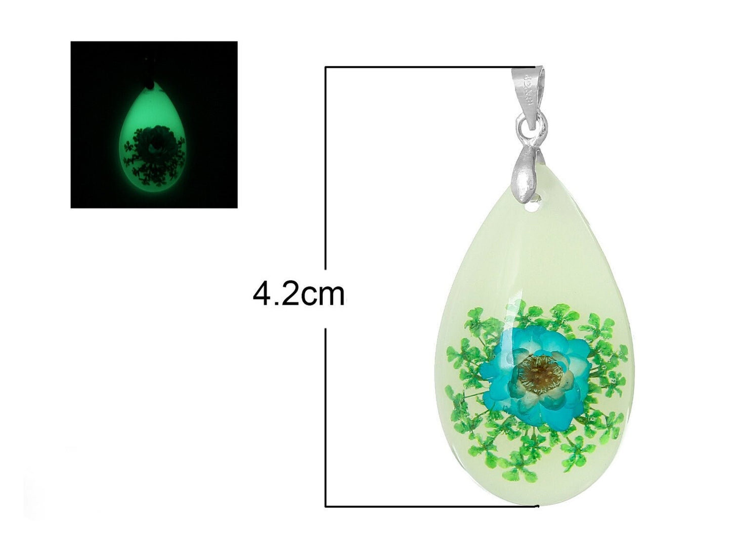 1 Stück Resin Anhänger mit echter Blüte - 42 x 20 mm