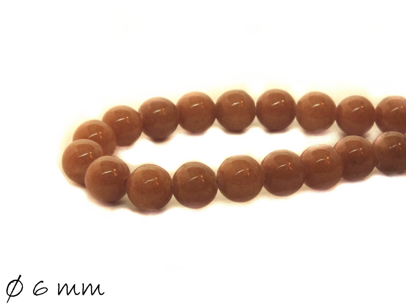 20 Stück Edelstein Perlen, Mashan Jade, braun, Ø 6 mm