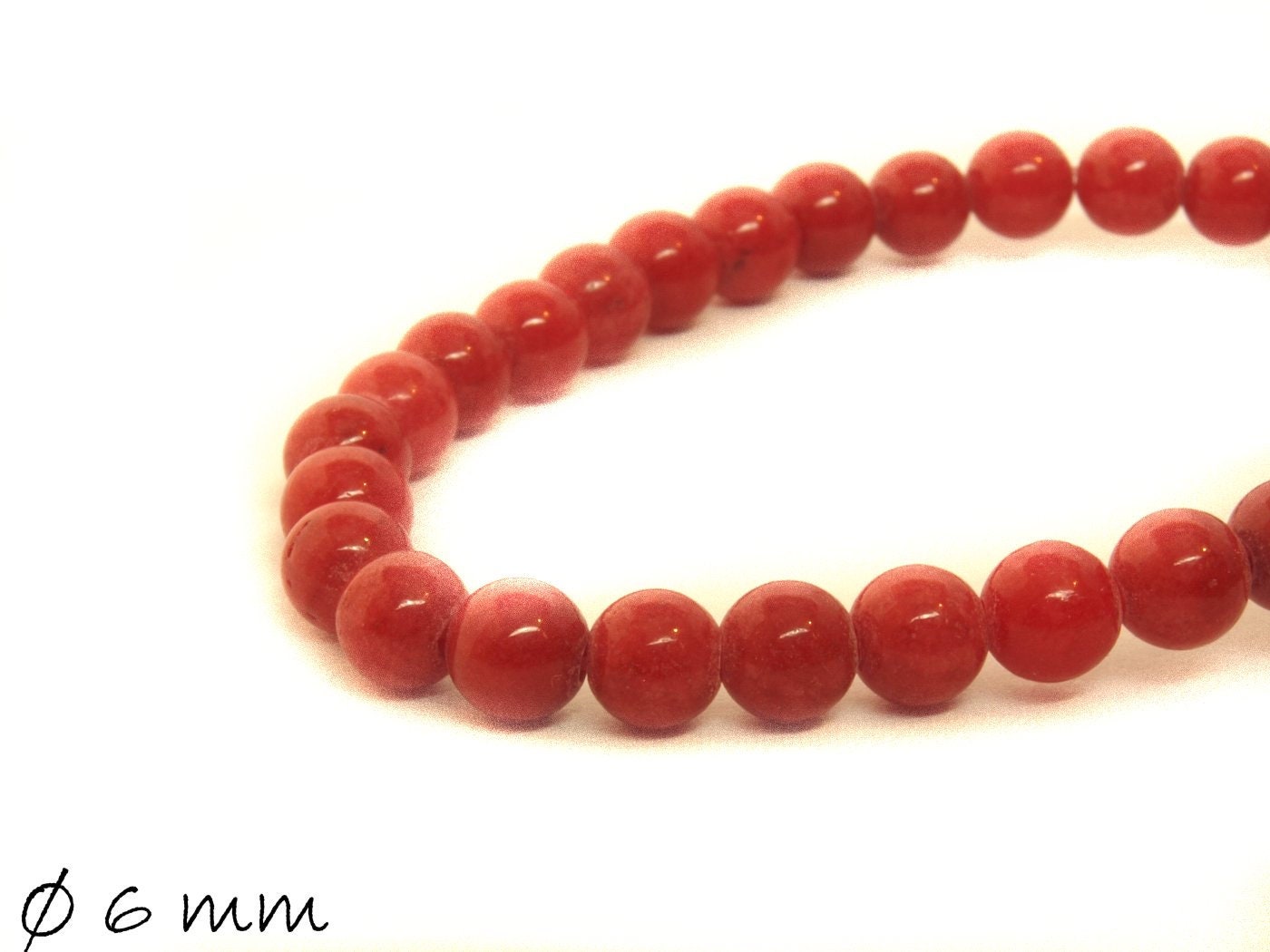 20 Stück Edelstein Perlen, Mashan Jade, rot, Ø 6 mm