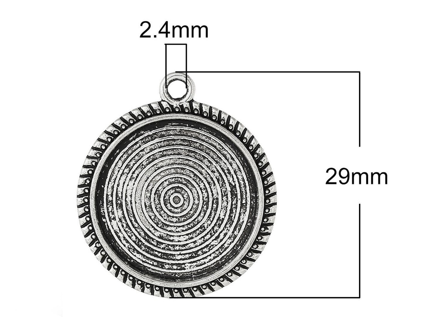 4 Stück Anhänger mit Cabochonfassung / Medaillon, Ø 20mm, altsilber