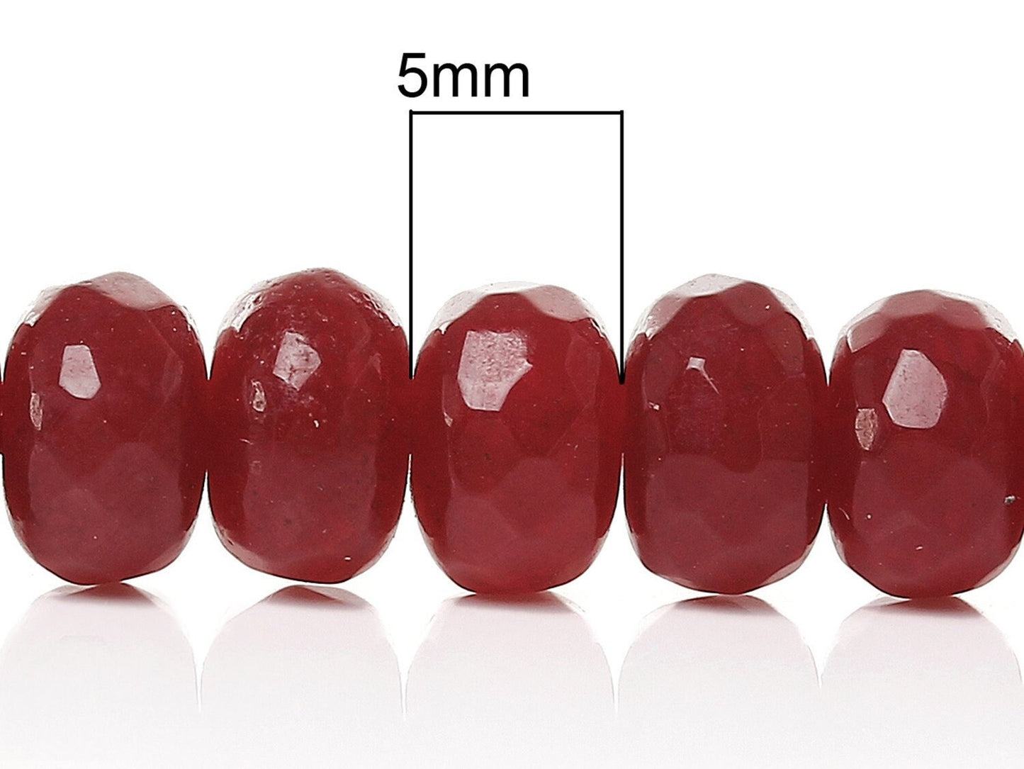 10 Stück facettierte Achat Perlen oval 8 x 5 mm rot