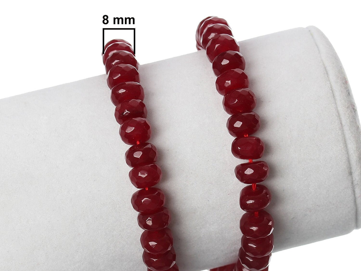 10 Stück facettierte Achat Perlen oval 8 x 5 mm rot