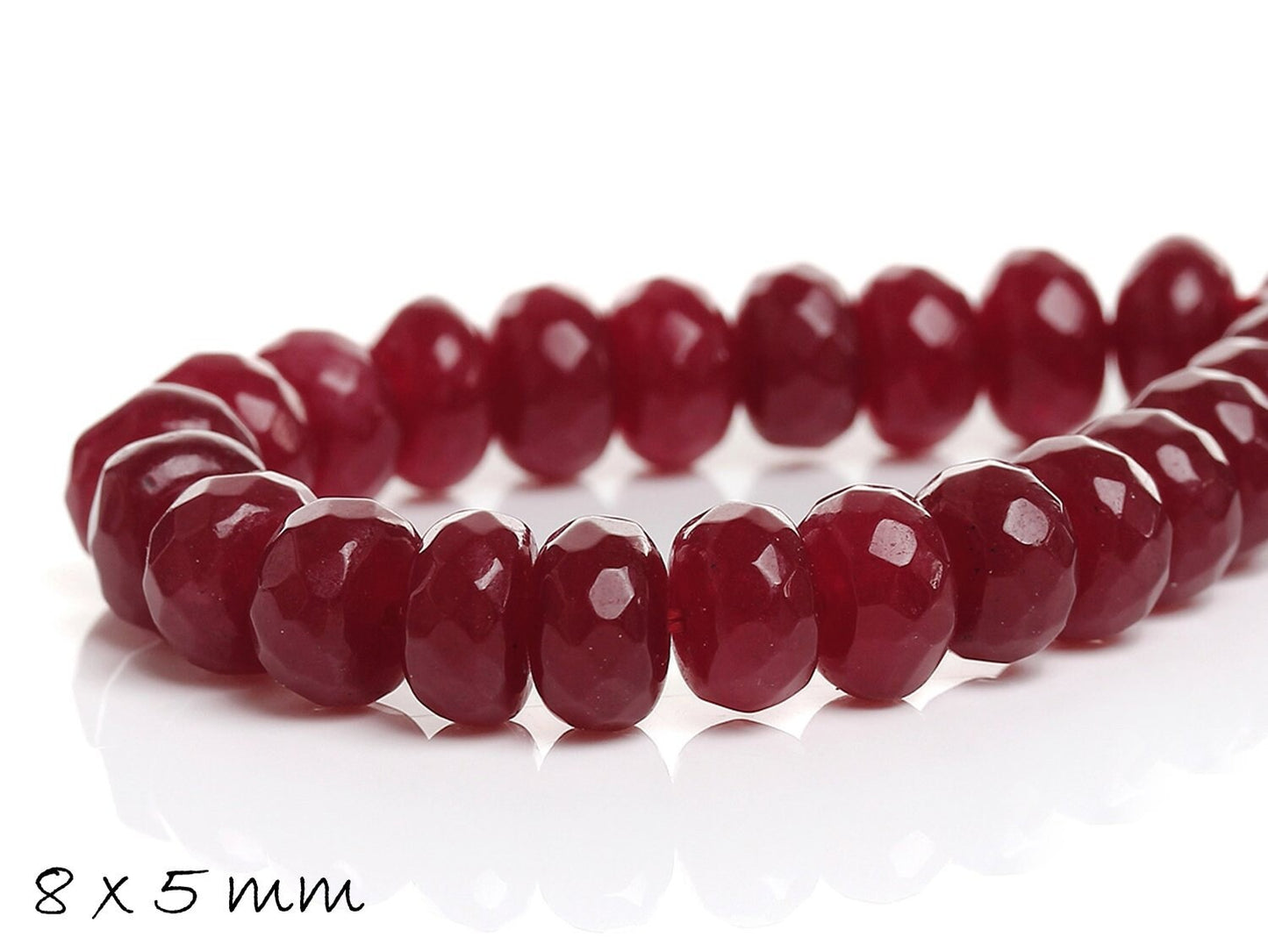 10 Stück facettierte Achat Perlen oval 8 x 5 mm rot