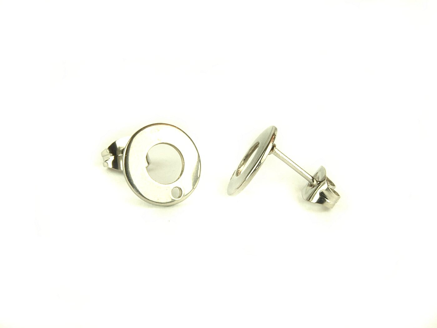 10 Stück Ohrstecker mit Öse Edelstahl, silber, Donut, Ohrringe, Ø 10 mm