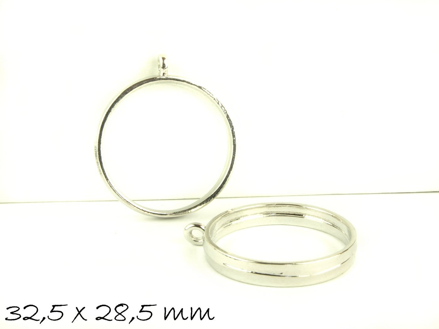 2 Stück Anhänger, Gussform für Ice Resin, rund, in platin, Ø 28,5 mm, Giessharz Harz Form
