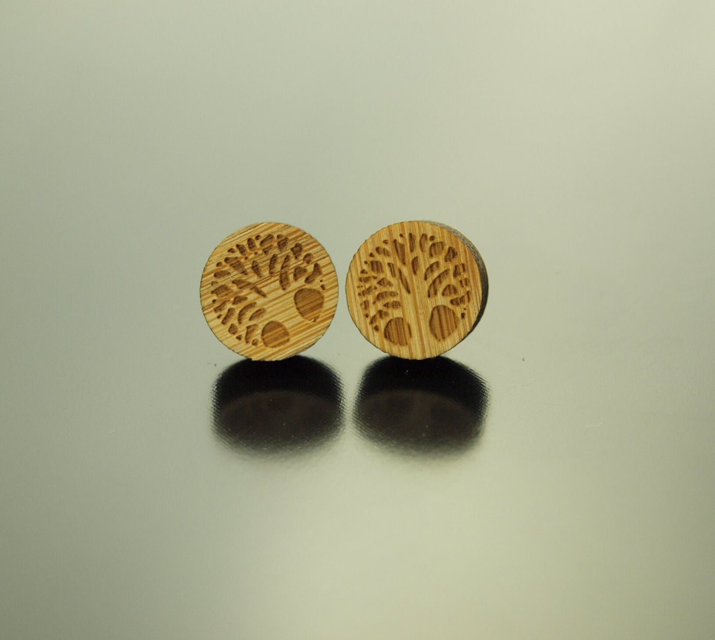 Ohrstecker Baum Lebensbaum Scheibe rund Holz Ohrringe Stecker