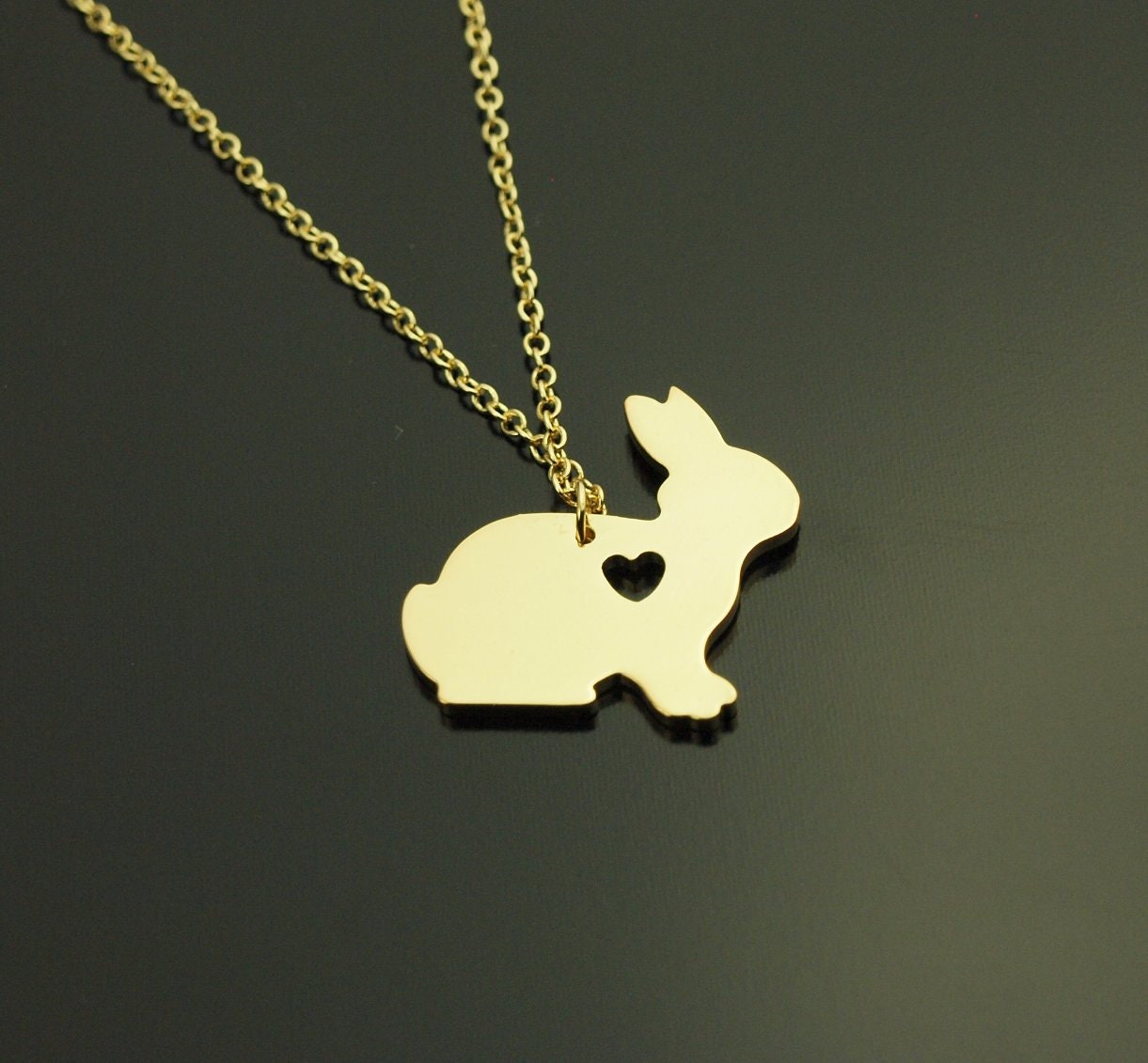 Kette Kaninchen Hase Herz Liebe Anhänger golden