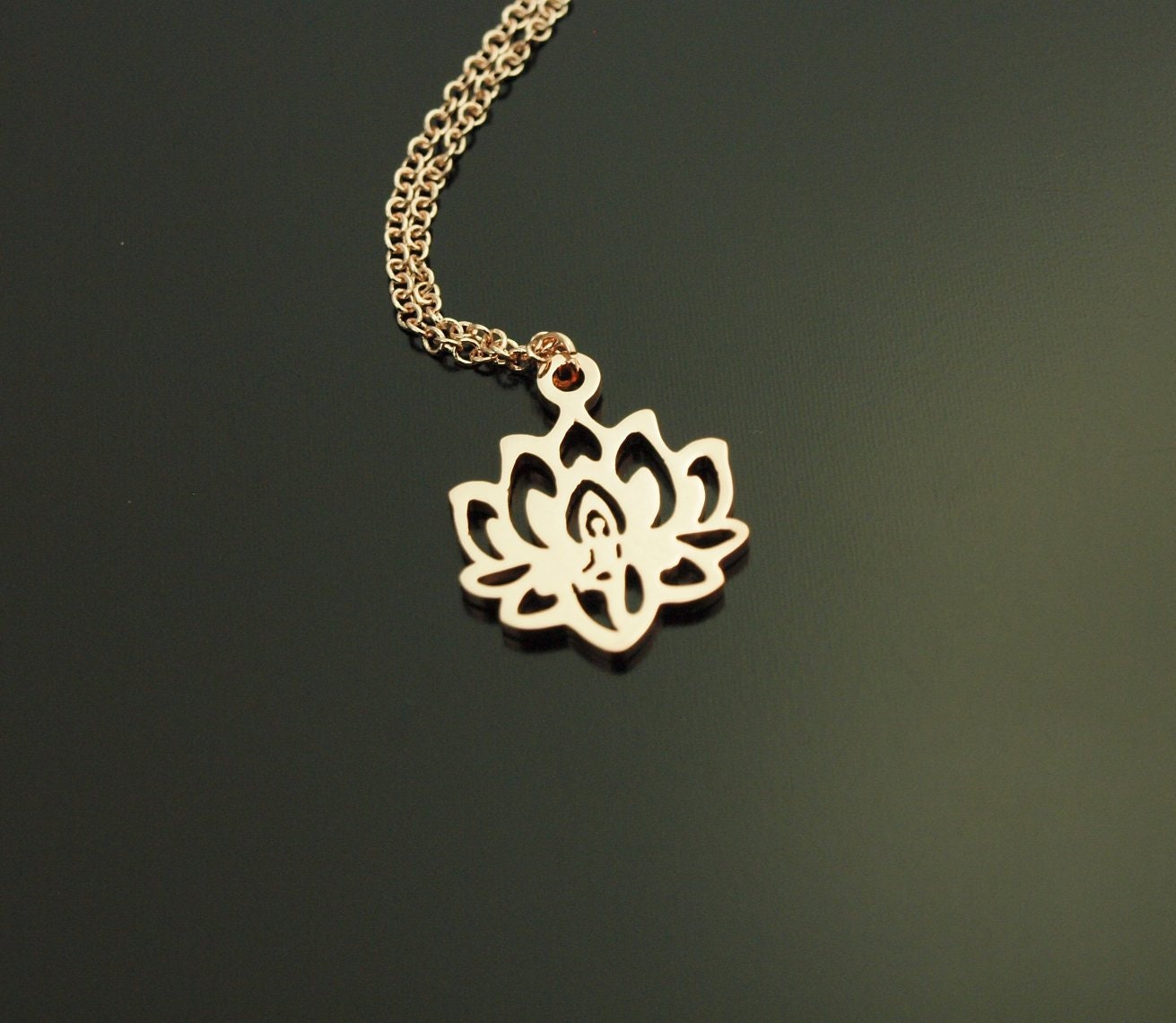 Kette Lotusblüte Blatt Anhänger rosé golden Blüte Blume