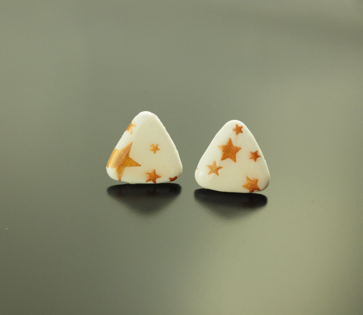 Ohrstecker Sterne Muster Dreieck Himmel weiß gold Polymer Clay Fimo Ohrringe Stecker