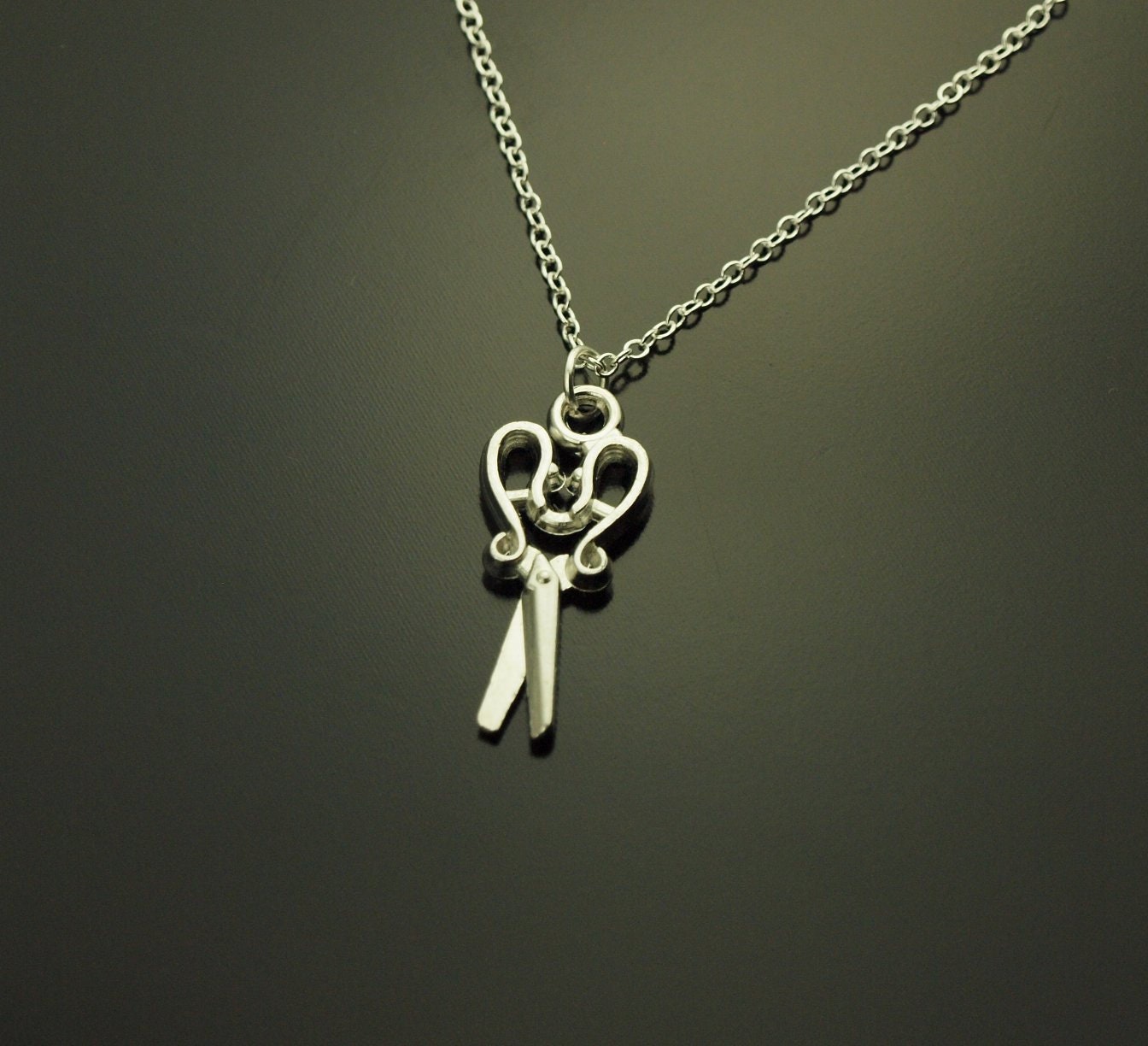 Kette Schere schneiden Basteln Friseur Anhänger silbern