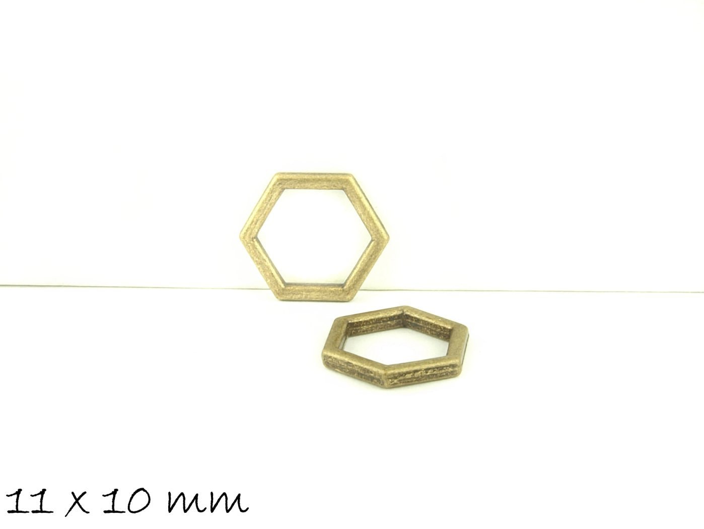 10 Stück Verbinder Wabe in bronze 11 x 10 mm