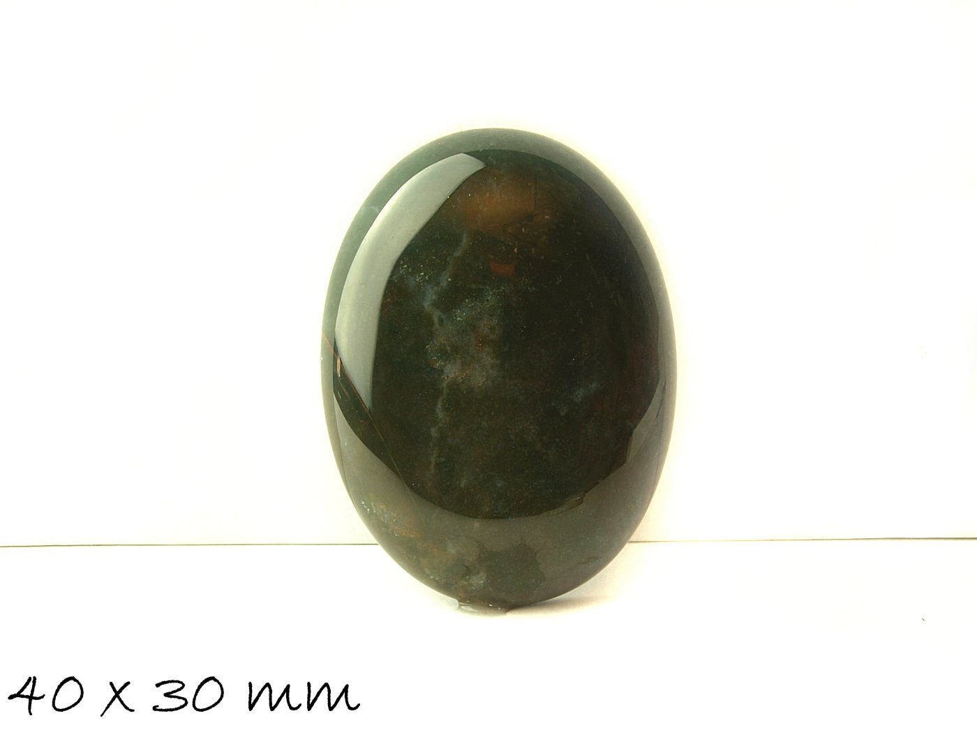 Edelstein Cabochon, oval, Moos Achat, 40 x 30 mm