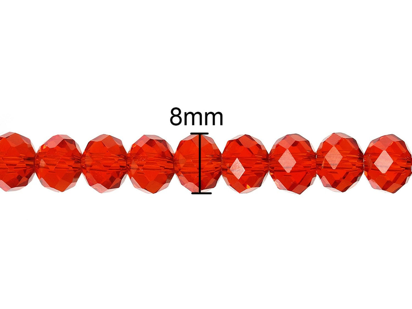 10 Stück rote Glassschliffperlen, facettiert, rot, 8 x 6 mm