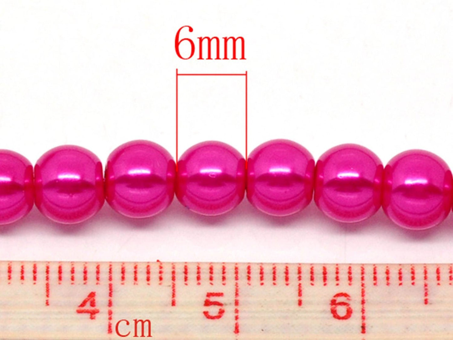 20 Stück Glasperlen in Perlmuttoptik, pink, Ø 6 mm