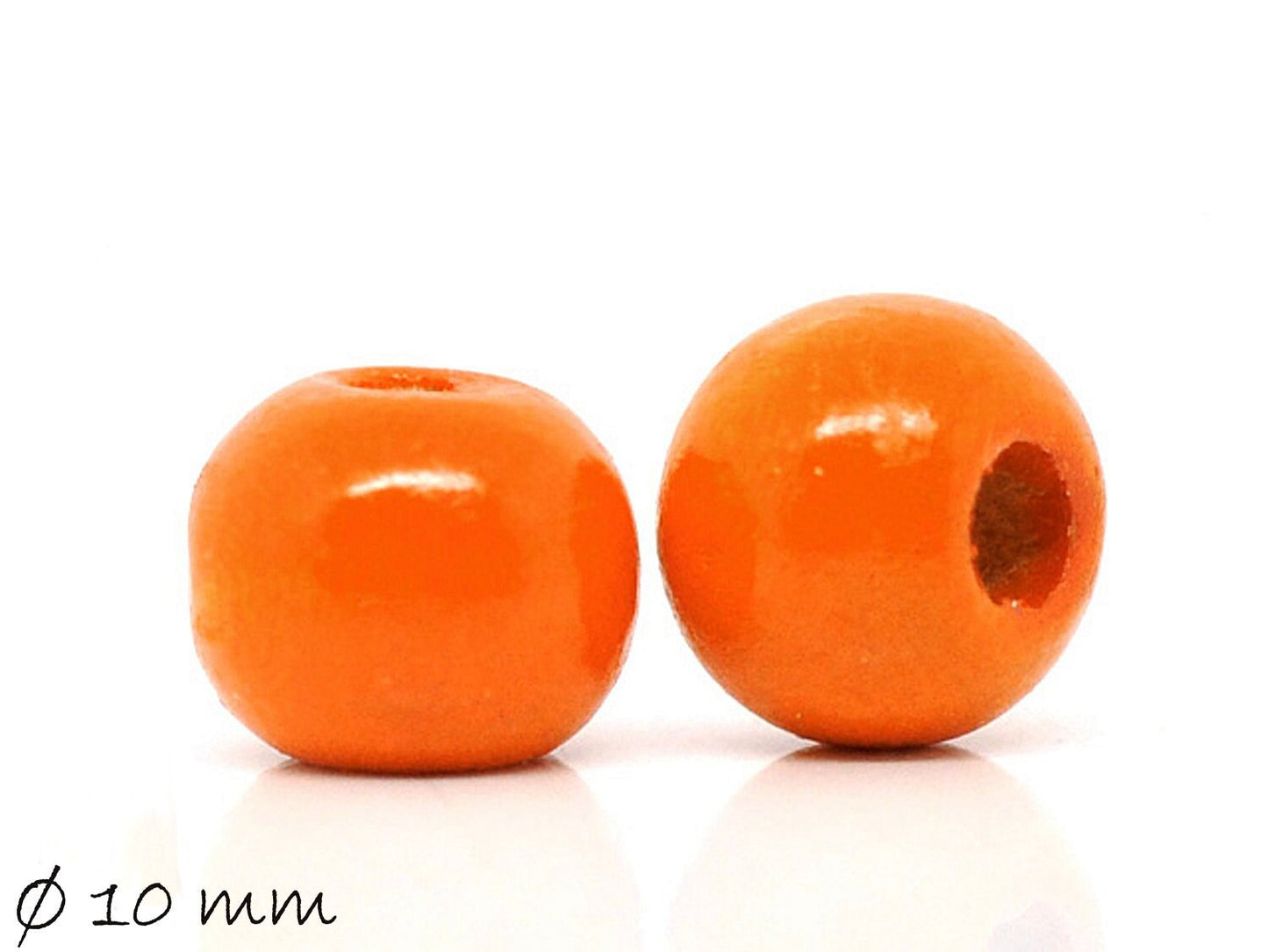 50 Stück Holzperlen, orange, ca. 10 mm