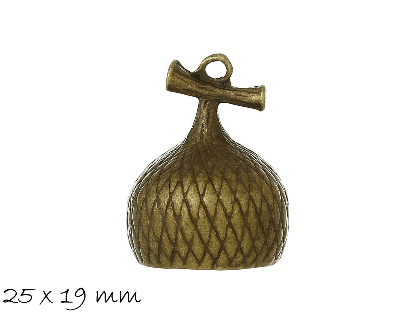 2 Stück Anhänger zum Befestigen/Schließen von Perlen in bronze, Eichelhut, 25 x 19 mm