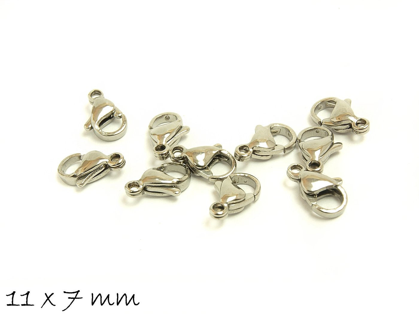 10 Stück Karabiner Verschlüsse, Edelstahl, 11 x 7 mm