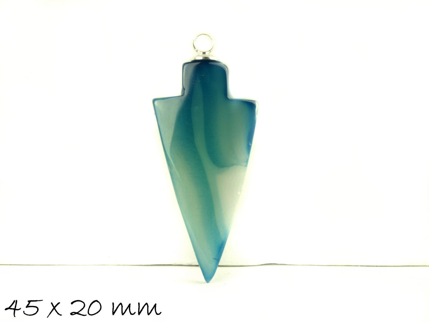 1 Stück Pfeil Anhänger Edelstein Achat 45 x 20 mm, blau