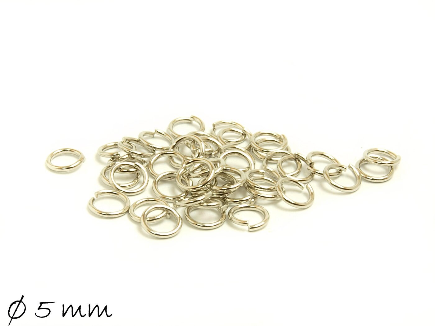 100 Stk Biegeringe (Spaltringe), platin, 5 mm