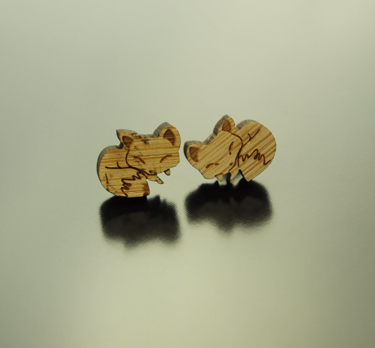 Ohrstecker schlafender Fuchs Holz Ohrringe Stecker Kawaii