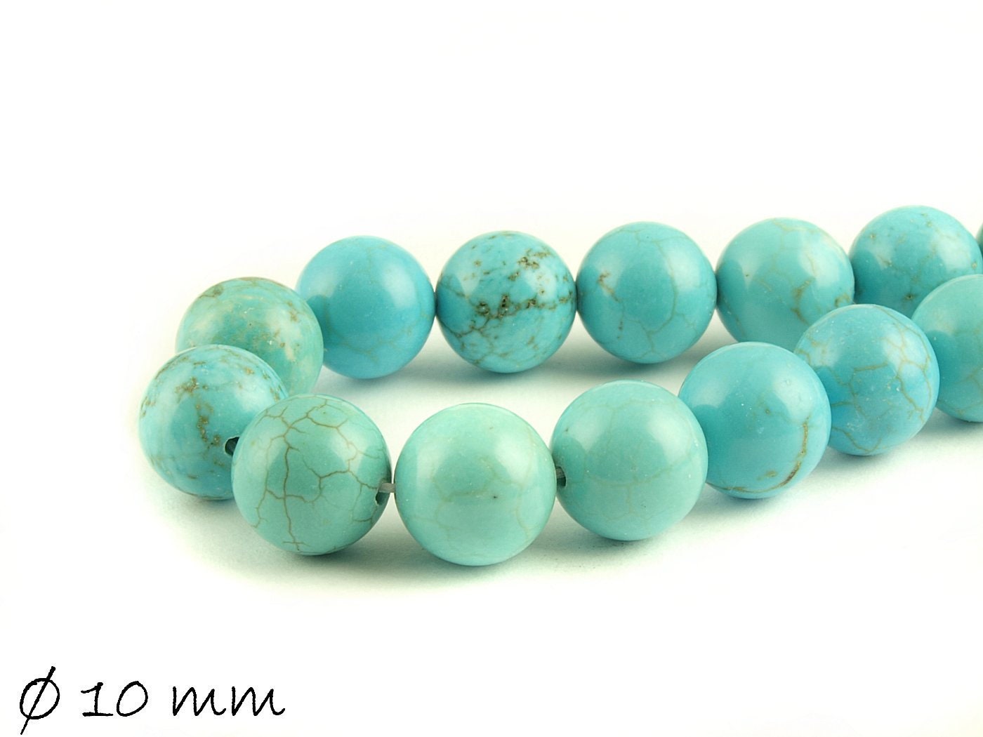 10 Stück natürlicher Türkis Perlen blau, Ø 10 mm