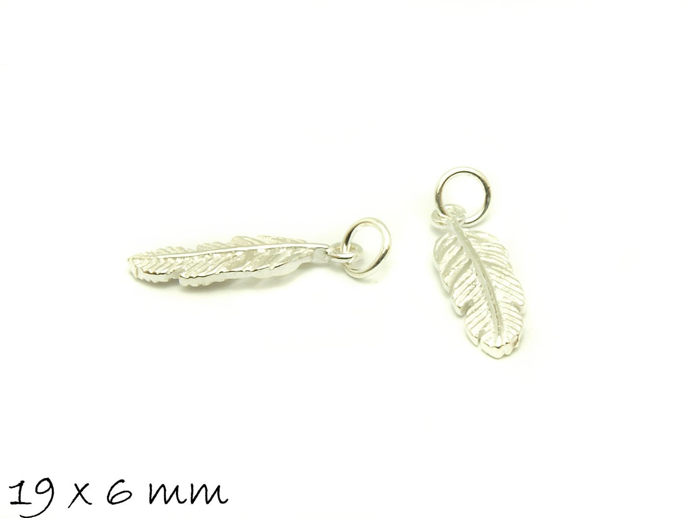 1 Stück Anhänger Feder in Sterling Silber 925, 19 x 6 mm