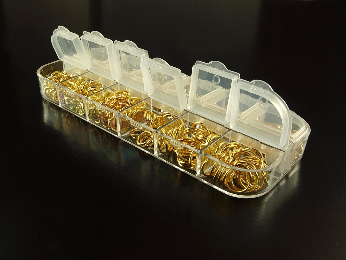 1 Box Biegeringe (Spaltringe) gold, Ø 4 - 10 mm