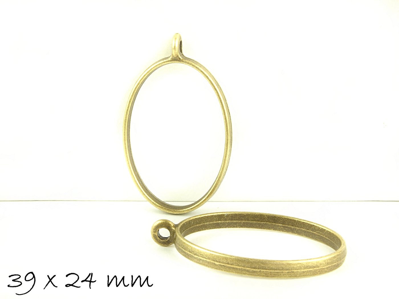 2 Stück Anhänger, Gussform für Ice Resin, oval, bronze, 39 x 24 mm, Giessharz Harz Form