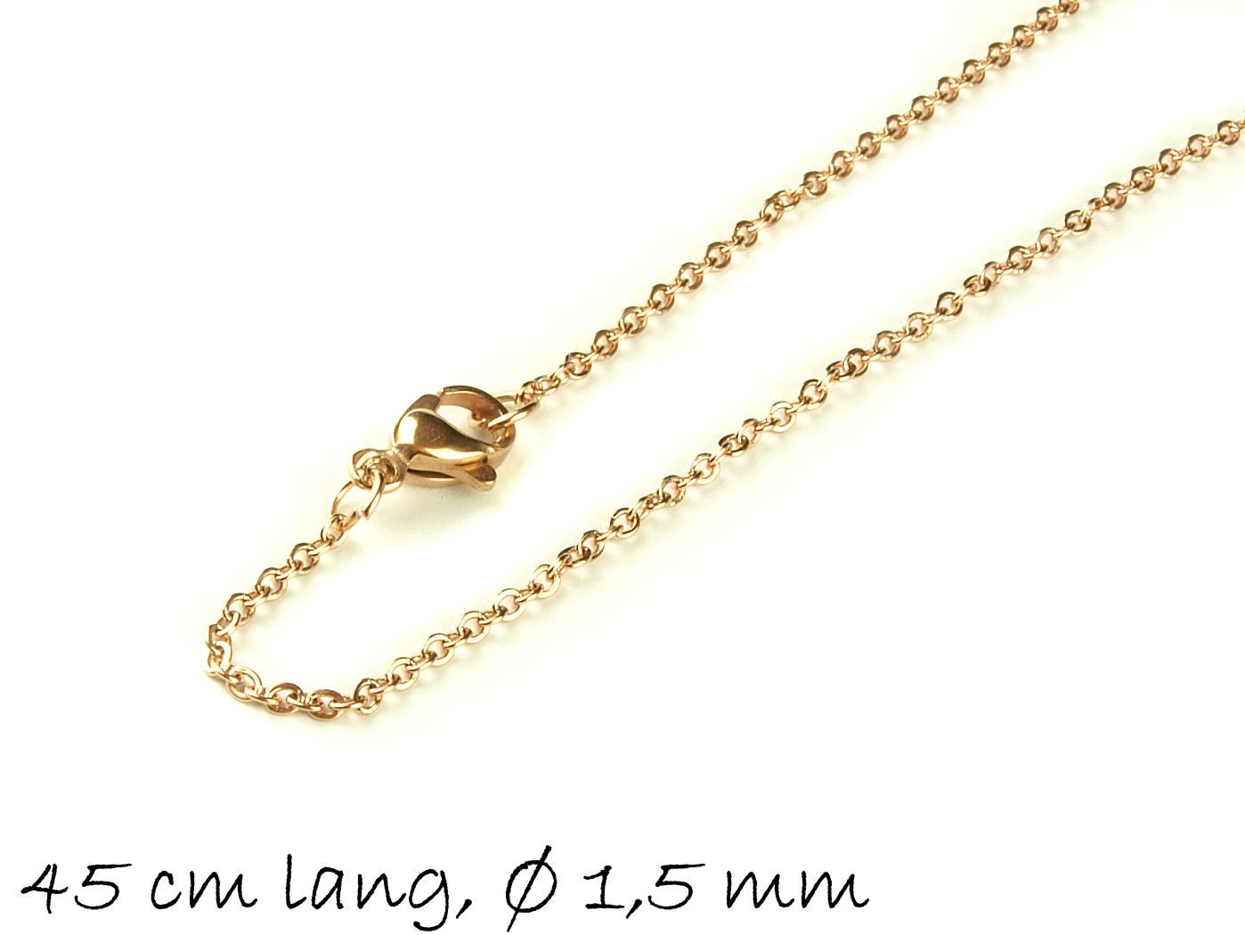 1 Stück Fertige Gliederkette Edelstahl, rosegold, 45 cm lang, Ø 1,5 mm