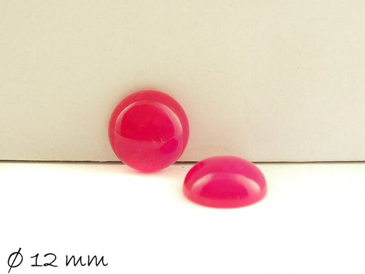 2 Stück Edelstein Cabochons, Jade, 12 mm in pink