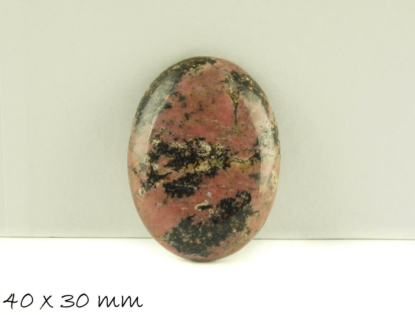 1 Stück Edelstein Cabochon, Rosenspat gemustert, 40 x 30 mm