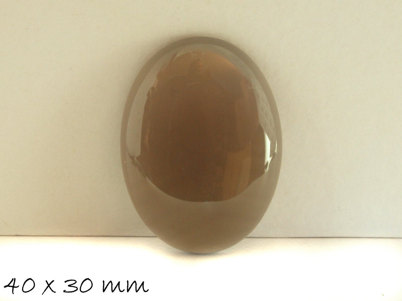 1 Edelstein Cabochon grauer Achat, 40 x 30 mm