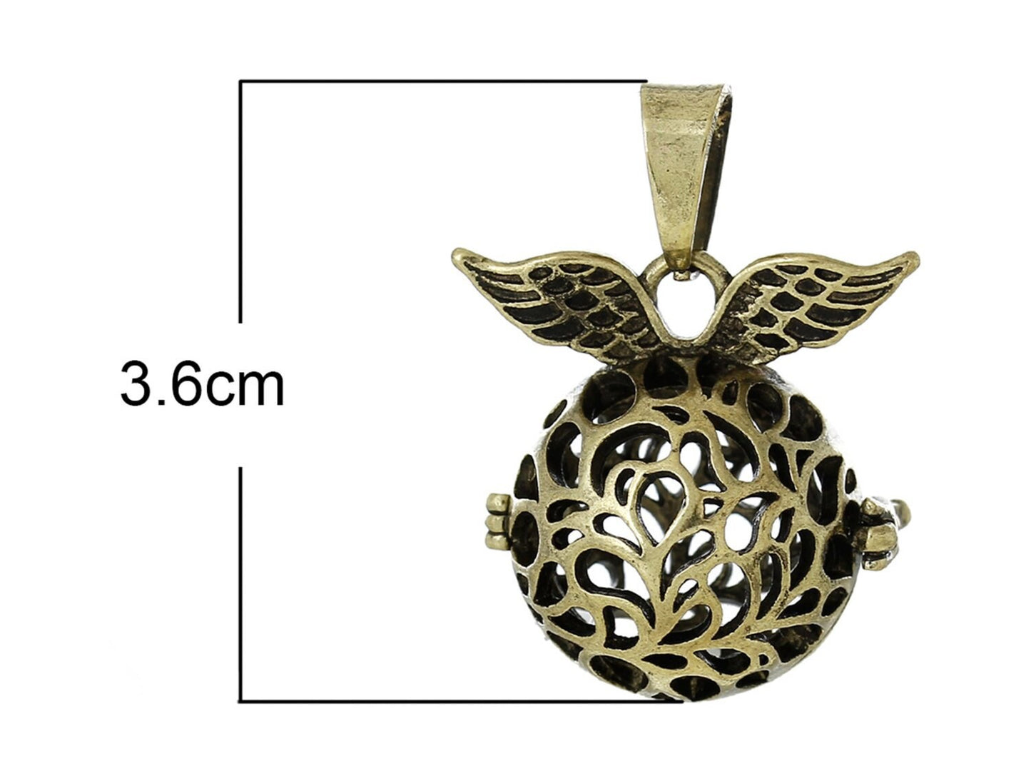 1 Stück Anhänger Wunschbox, Klangkugel, bronze, Ø 36 x 27 mm