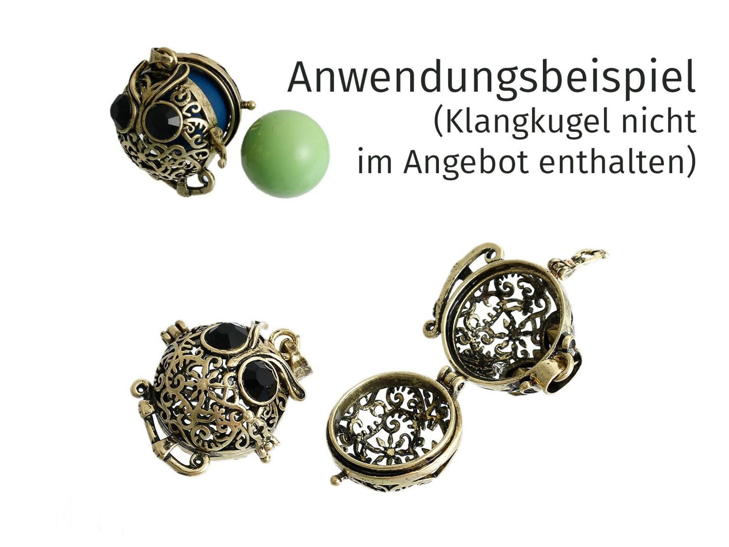 1 Stück Anhänger Wunschbox, Klangkugel, bronze, Ø 35 x 26 x 20 mm