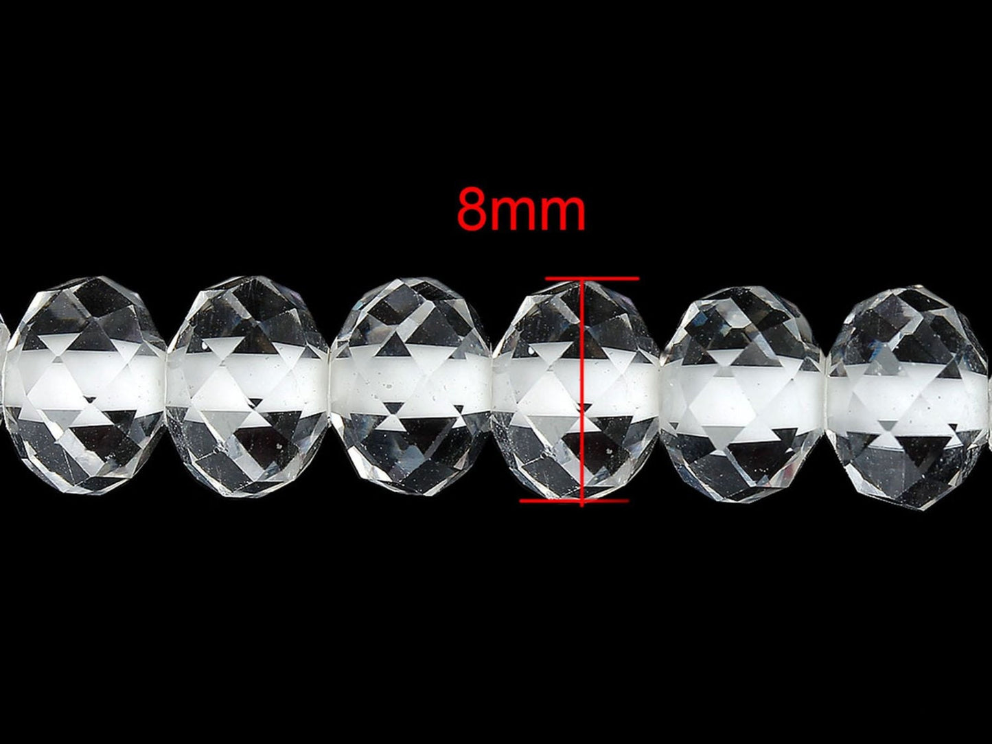 10 Stück Glassschliffperlen, facettiert, weiß, 8 x 6 mm