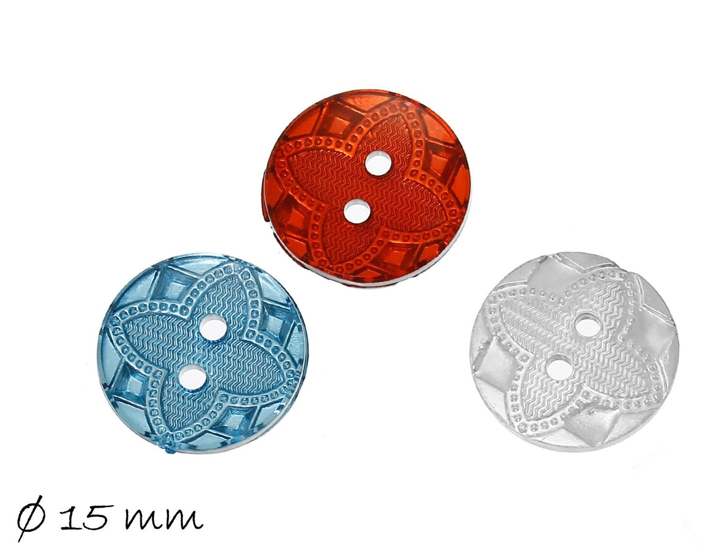 20 Stück Knöpfe aus Resin, Ø 15 mm, Mix, rund