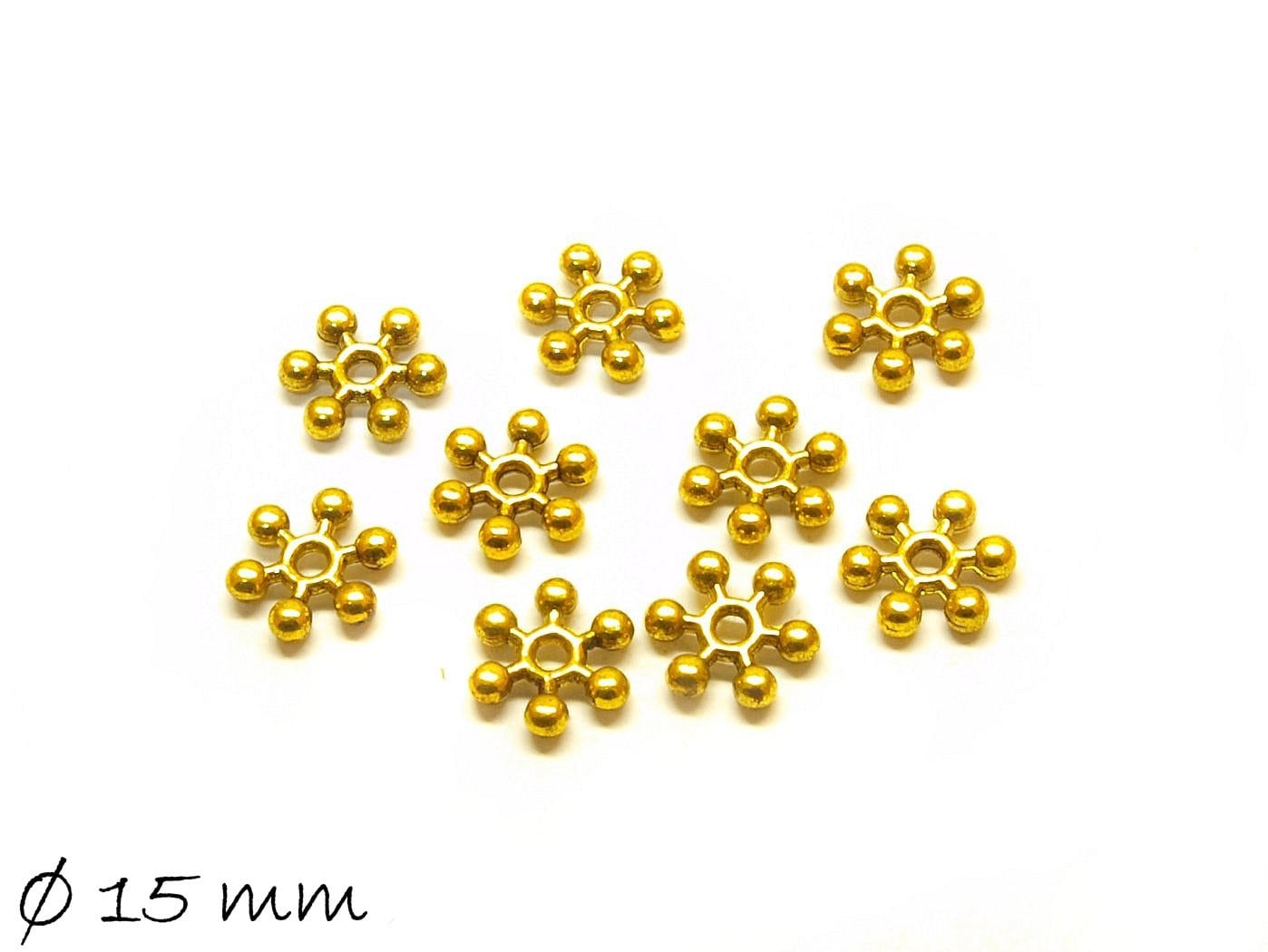 20 Stück Spacer Perlen Flocke Ø 15 mm gold