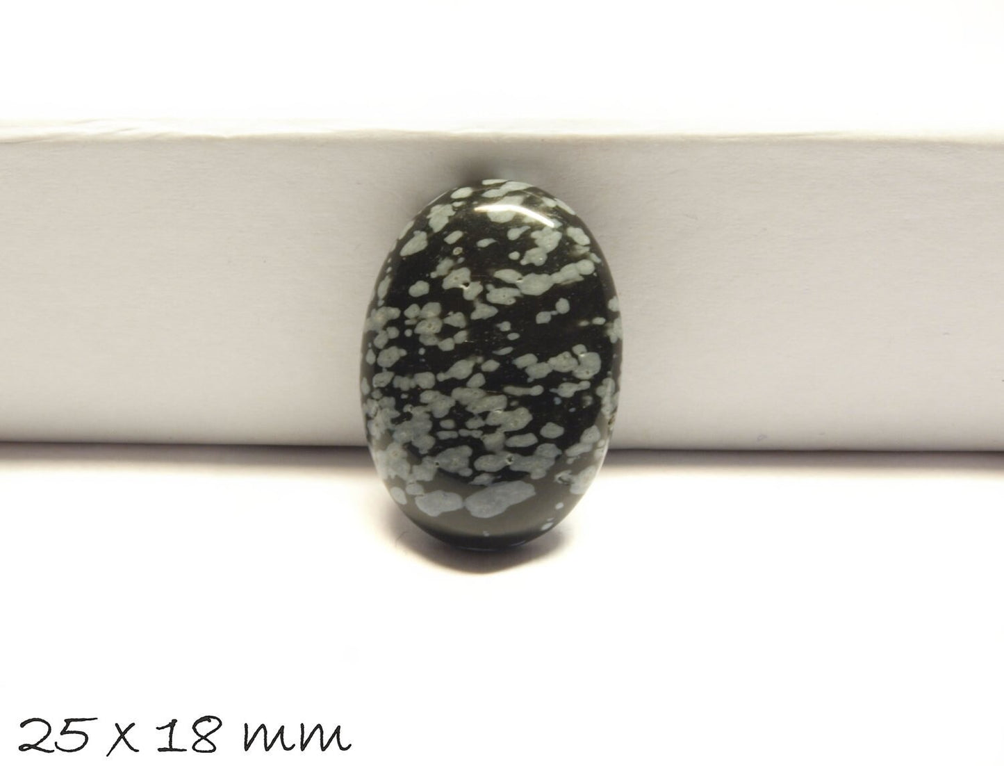1 Stück ovaler Edelstein-Cabochon, Schneeflocken Obsidian, 25 x 18 mm