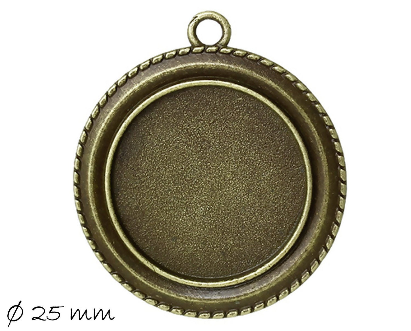2 Stück Anhänger mit Cabochonfassung / Medaillon, 25 mm, bronze 4