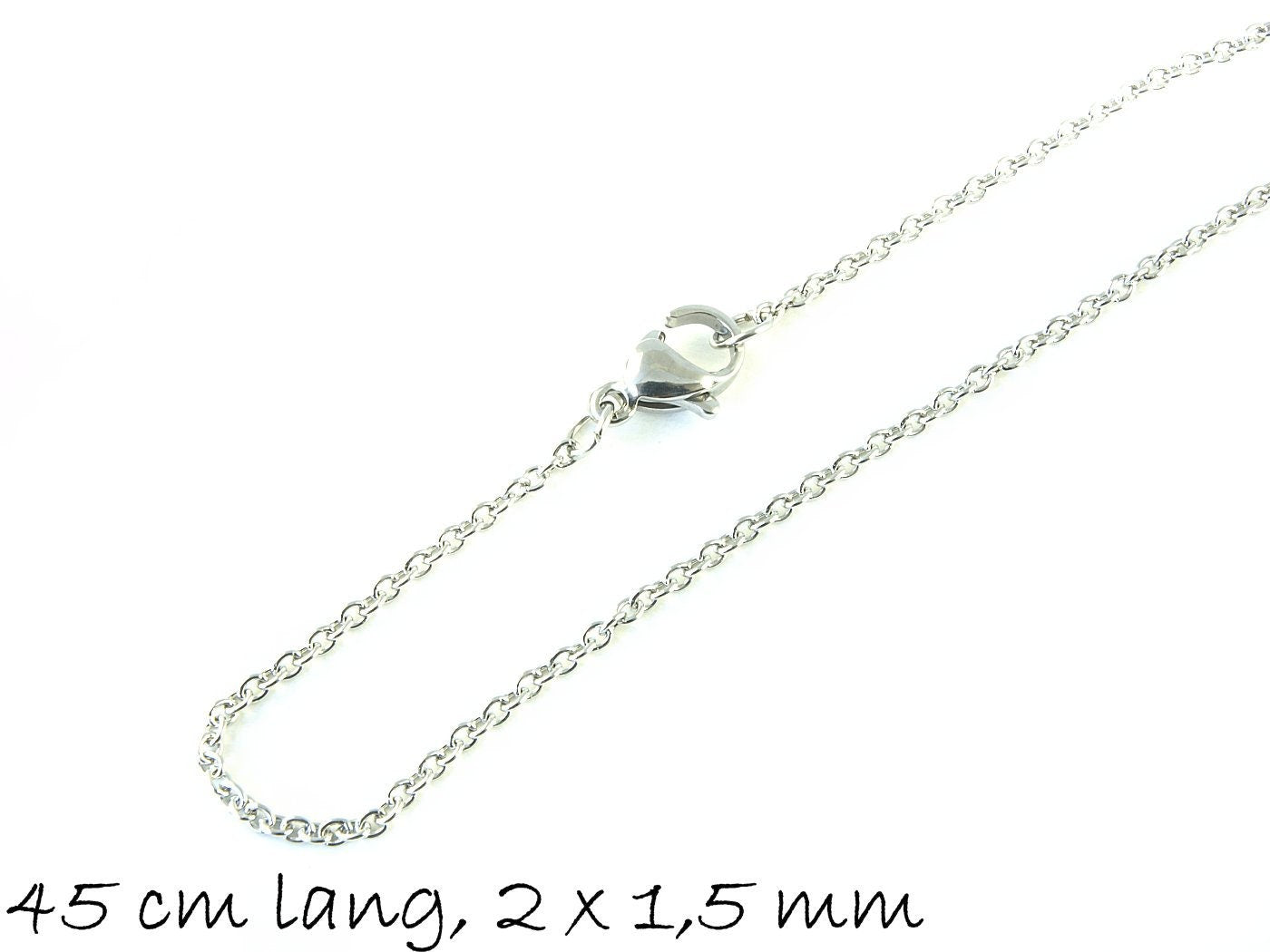 Fertige Gliederkette Edelstahl, platin-silber, 45 cm lang, 2 x 1,5 mm