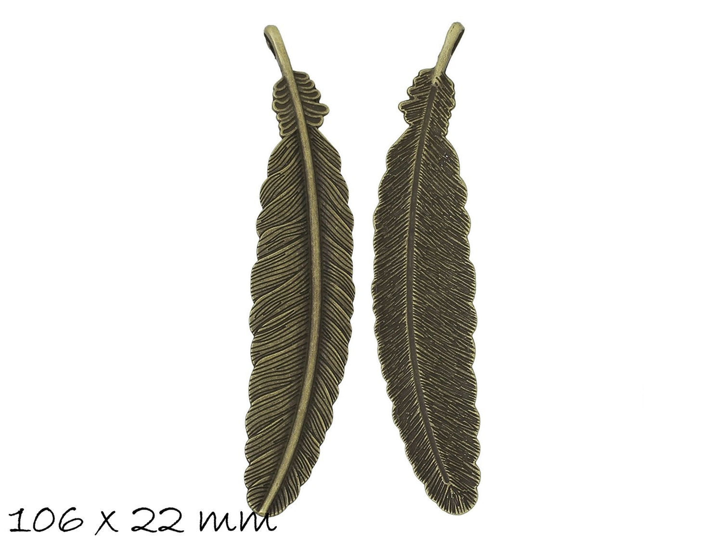 XXL Anhänger Feder in bronze, 106 x 22 mm