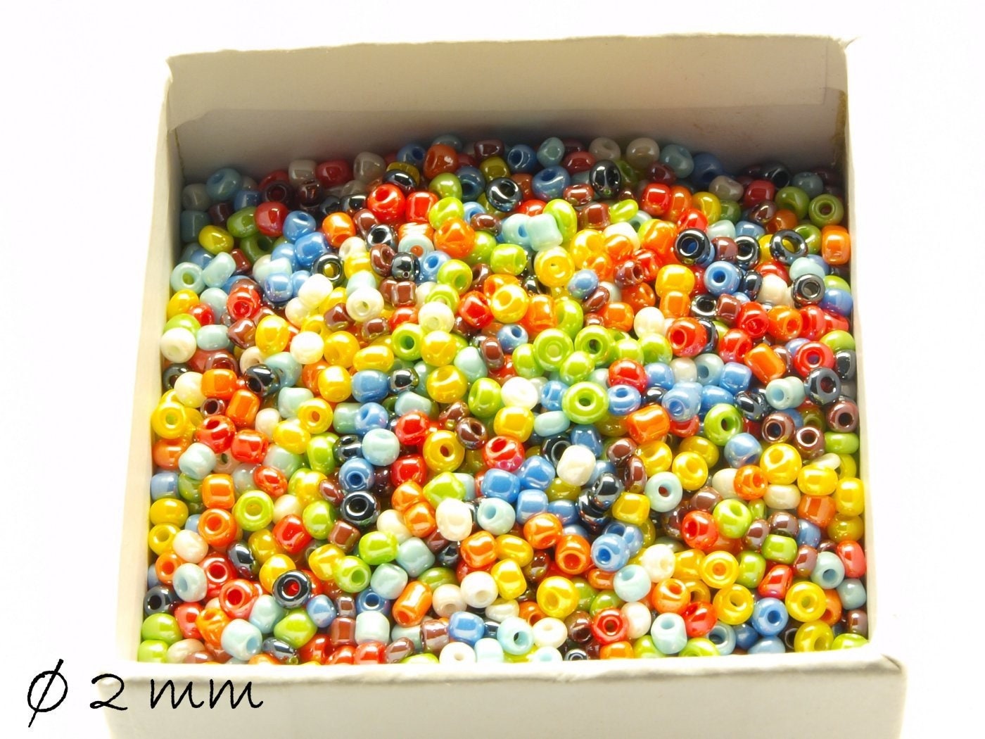 0,05EUR/g - 50 g opake Rocailles Perlmuttoptik Mix, Ø 2 mm #3