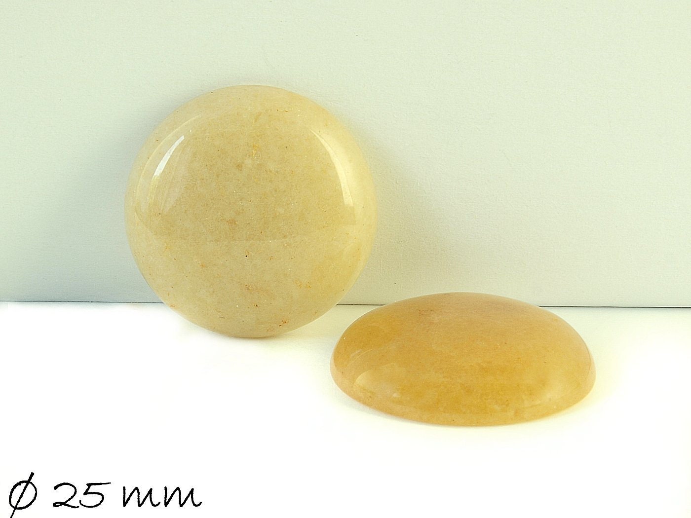 1 Stück Edelstein Cabochon, gelber Aventurin, Ø 25 mm