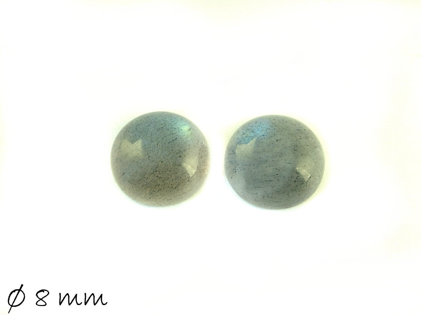 2 Stück Edelstein Cabochons, Labradorit, Ø 8 mm